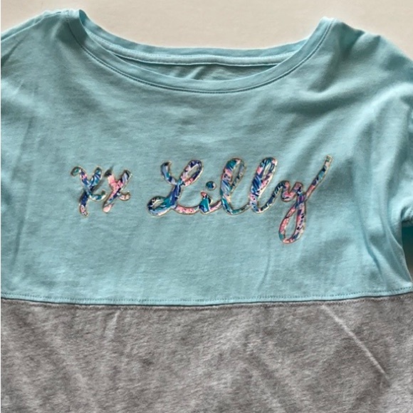 Girls Lilly Pulitzer Mini Finn Top Blue Oasis Tint - Picture 2 of 6